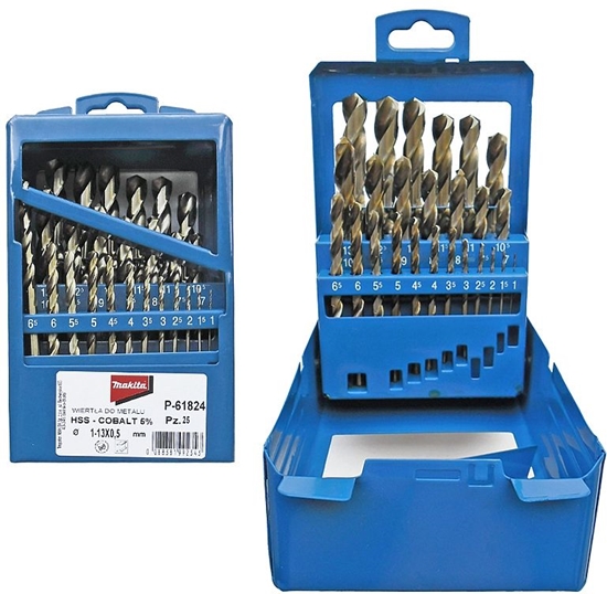 Picture of Wierto Makita HSS walcowe 1,5 2 7 4,5 4 5,5 5 1 3 2,5 3,5 6 10 10,5 11 11,5 12 12,5 13 6,5 7,5 8 8,5 9 9,5mm zestaw (P-61824)