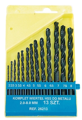 Attēls no Wierto Mega do metalu HSS walcowe 2 7 4,5 4 5,5 5 3 2,5 3,5 6 6,5 7,5 8mm zestaw (26213)