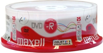Attēls no Xlayer DVD-R 4.7GB Maxell 16x Inkjet white 25er Cakebox
