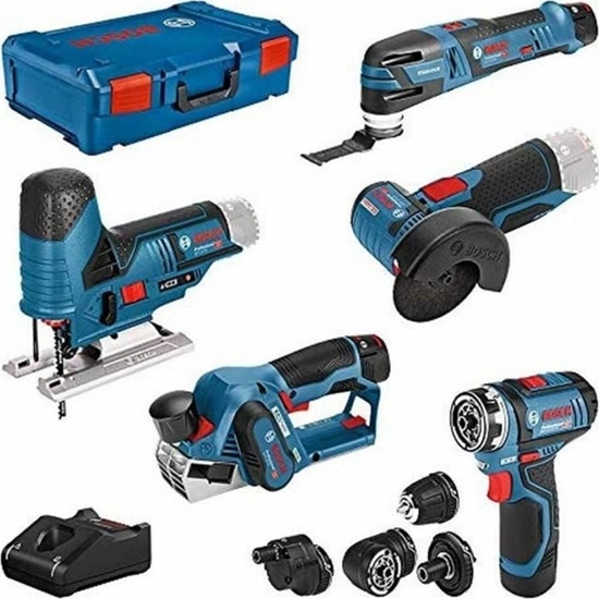 Picture of Zestaw elektronarzdzi Bosch Bosch 5-piece 12-volt tool set, GSR + GOP + GHO + GWS + GST (blue, 3x Li-ion battery, XL-BOXX)