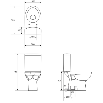 Attēls no Zestaw kompaktowy WC Cersanit Parva 59.5 cm cm biay (K27-004)
