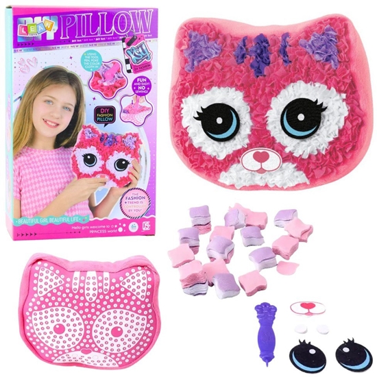 Изображение Zestaw Kreatywny Do Szycia Poduszka Kotek Maskotka Wyszywanka DIY EDUKAMP