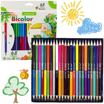 Picture of Zestaw Kredek Dwustronne Dwukolorowe Szkolne Trójktne 48 Kolorów