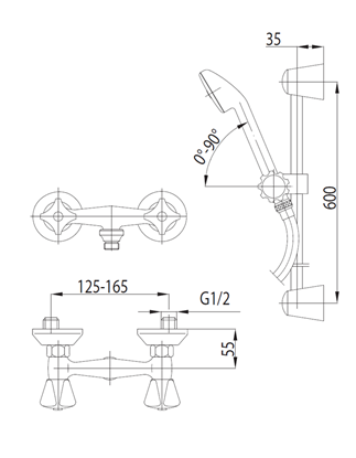Picture of Zestaw prysznicowy KFA Standard przesuwny z bateri chrom (306-311-00)