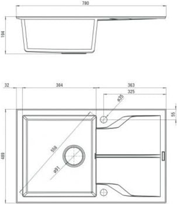 Изображение Zlewozmywak Deante  Andante Flush - 78 x 49 cm (ZQNS11F)