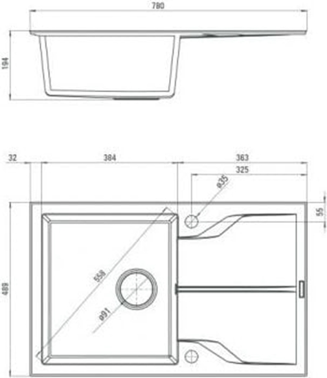 Изображение Zlewozmywak Deante  Andante Flush - 78 x 49 cm (ZQNS11F)