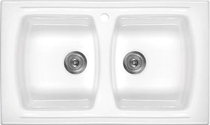 Изображение Zlewozmywak Deante Zlewozmywak 2-komorowy Lusitano bez ociekacza 50 x 86cm biay (ZCL_620N)