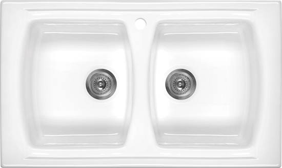 Изображение Zlewozmywak Deante Zlewozmywak 2-komorowy Lusitano bez ociekacza 50 x 86cm biay (ZCL_620N)