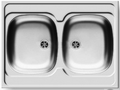 Attēls no Zlewozmywak Pyramis Zlewozmywak 2-komorowy INTL bez ociekacza 80x60cm stal jedwab 100107501