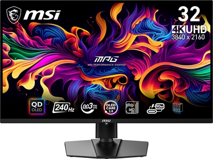 Attēls no Monitor|MSI|31.5"|Gaming/4K|Panel QD-OLED|3840x2160|16:9|Matte|0.03 ms|Swivel|Pivot|Height adjustable|Tilt|Colour Black|MPG321URXQD-OLED