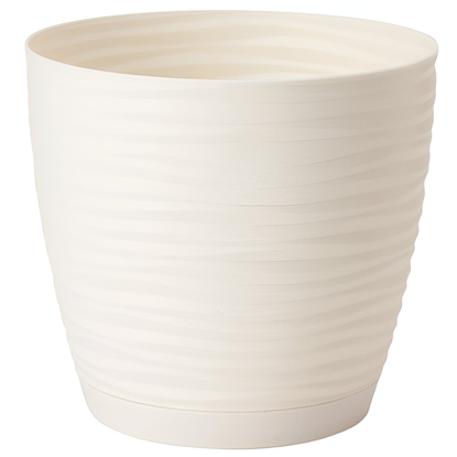 Attēls no Puķu pods SAHARA ar paliktni 23cm, krēmkrāsas