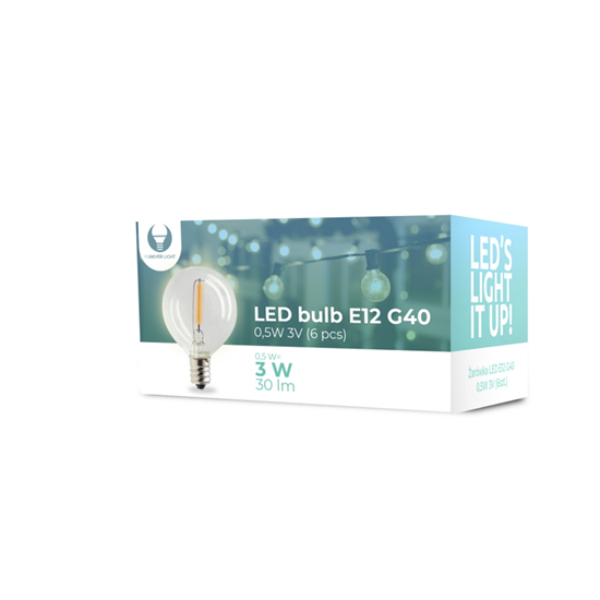 Изображение LED Bulb E12 FL-1B G40 0.5W 3V 30lm clear Forever 