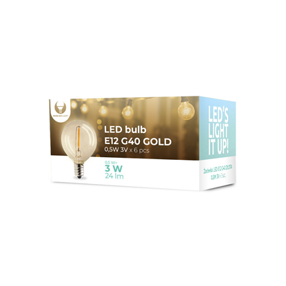 Attēls no LED Bulb E12 G40 0.5W 3V 24lm gold Forever Light 6