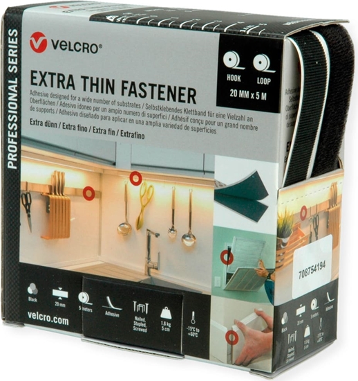 Picture of Velcro ® Extra Thin Fastener 5m Hakenband 5m Flauschband, Haken & Flausch 20mm schwarz