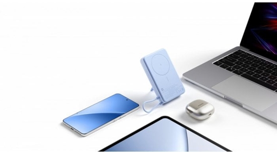 Picture of Ārēja baterija Xiaomi 10000mAh Ice Blue Magnetic integrēts USB Type-C bezvadu