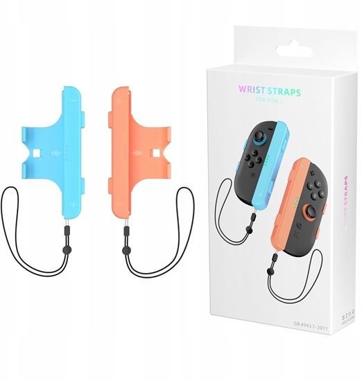 Picture of 2x Uchwyt Grip Na Joycon Joy-con Pionowy + Pasek Nintendo Switch 2 / Nsw 2 / Jys-ns2280 / Niebieski - Pomaraczowy