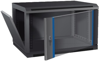Attēls no 4U 19'' Sienas komutācijas skapis/ 600 x 450 x 235mm/ Melns/ Nesalikts