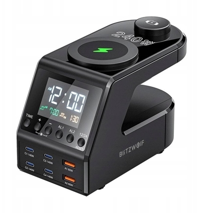 Picture of adowarka Blitzwolf alarm clock with charger 2xUSB-A, 4xUSB-C, 240W