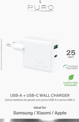 Picture of adowarka Puro Mini Fast Travel Charger 1x USB-A 1x USB-C 3 A (PUR521WHT)