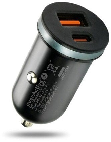 Изображение adowarka samochodowa 1 x USB QC3.0, 1 x USB-C PD 83W czarna
