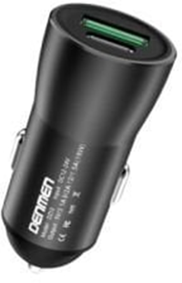 Изображение ADOWARKA SAMOCHODOWA 18W 3A CZARNA DENMEN 3100mA DUAL USB+PD QC3.0 DZ10