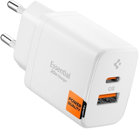 Picture of adowarka Spigen adowarka sieciowa Essential EE202EU USB-A, USB-C Network Charger 20W White