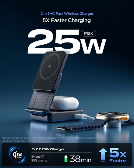 Изображение adowarka Spigen ESSENTIAL EF302MOQ Qi2.2 2IN1 MAGNETIC MAGSAFE WIRELESS CHARGER BLACK