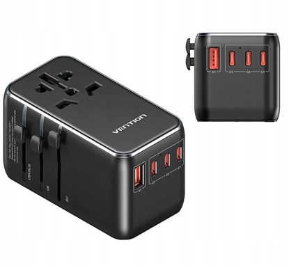 Изображение adowarka Vention 100W GaN 1x USB-A 3x USB-C czarny