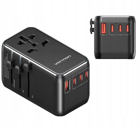 Изображение adowarka Vention 100W GaN 1x USB-A 3x USB-C czarny