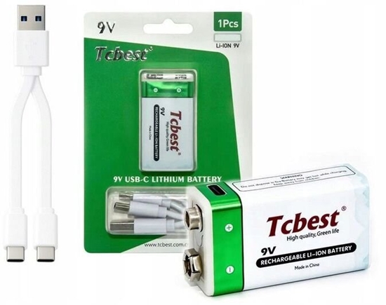 Picture of Akumulator Li-ion Bateria 9v R9 1000mah Port adowania Usb-c Type-c Tcbest / Usb-c 9v