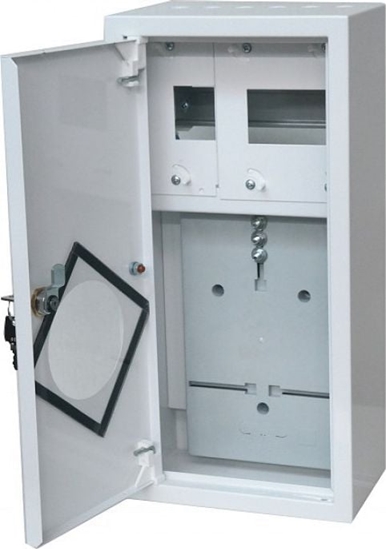Picture of Alfako Rozdzielnica licznikowa metalowa 1x1F na licznik elektroniczny + 6 zabezpiecze zamek okienko RAL 9003A-RZ9E