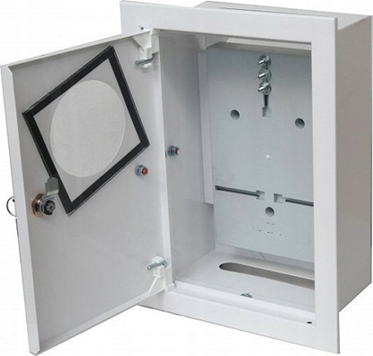 Attēls no Alfako Rozdzielnica podtynkowa metalowa 1x1F na licznik elektroniczny zamek okienko RAL 9003 A-RW18E