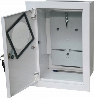 Attēls no Alfako Rozdzielnica podtynkowa metalowa 1x1F zamek okienko RAL 9003 A-RW18