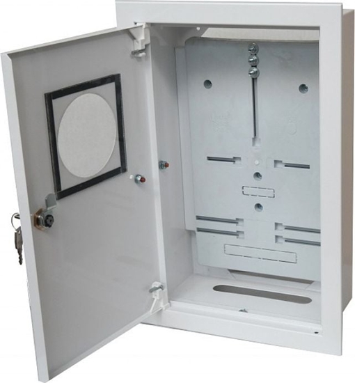 Picture of Alfako Rozdzielnica podtynkowa metalowa 1x3F na licznik elektroniczny zamek okienko RAL 9003 A-RW19E