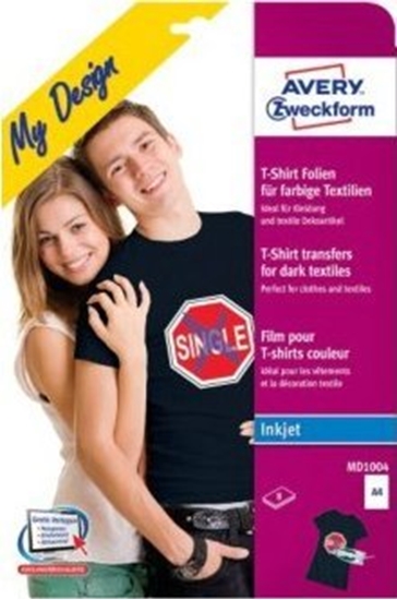 Picture of Avery Zweckform Avery Zweckform Folie do wprasowywania na kolorowe tkaniny A4 8 ark. folii transferowej + 8 ark. papieru silikonowego