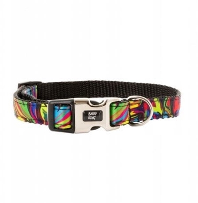 Picture of Barry King Obroa dla psa, granatowy, wzór picasso, tama polipropylenowa, 10mm/18-30cm