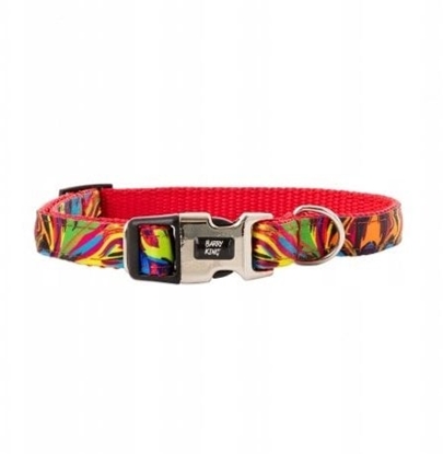 Picture of Barry King Obroa dla psa, wzór picasso, tama polipropylenowa, 16mm/30-47cm czerwony