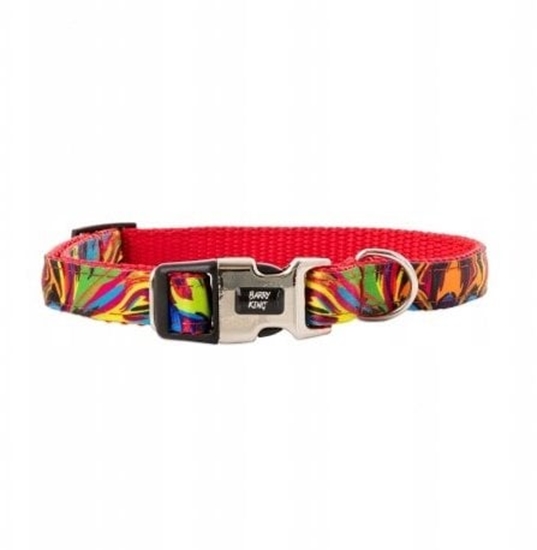 Picture of Barry King Obroa dla psa, wzór picasso, tama polipropylenowa, 16mm/30-47cm czerwony