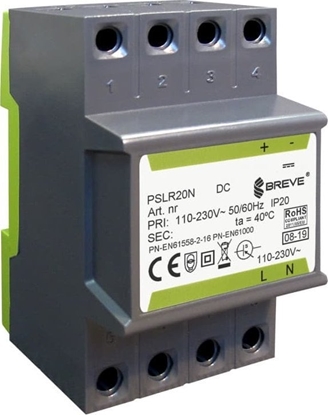 Изображение BREVE Zasilacz impulsowy PSLR 20 230VAC/12VDC 1,6A /na szyn TH/ 18912-9991