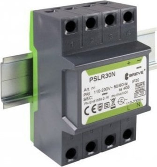 Изображение BREVE Zasilacz impulsowy PSLR 30 230VAC/12VDC 2,5A /na szyn TH/ 18912-9992