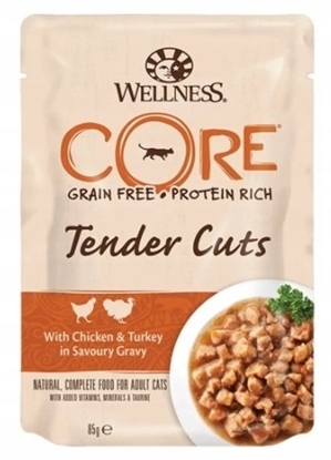 Picture of Brit Core Tender Cuts, karma mokra dla dorosych kotów z kurczakiem i indykiem w sosie, 85g, saszetka, 8szt/DISPLAY