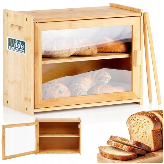 Picture of Chlebak 2-Poziomowy Póka Pojemnik na Chleb ze Szczypcami VILDE 40x20x31 cm