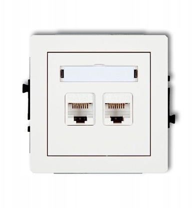 Attēls no DECO Mechanizm gniazda komputerowego podwójnego 2xRJ45, kat. 5e, 8-stykowy, biay mat 25DGK-2