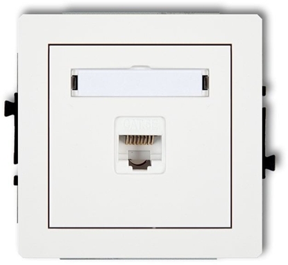 Attēls no DECO Mechanizm gniazda komputerowego pojedynczego 1xRJ45, kat. 6, 8-stykowy, biay mat 25DGK-3