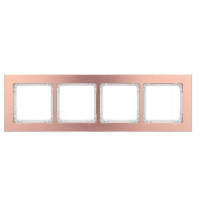 Attēls no DECO Ramka uniwersalna poczwórna - aluminium szczotkowane (ramka: kolor miedziany spód: biay) 9-0-DRA-4
