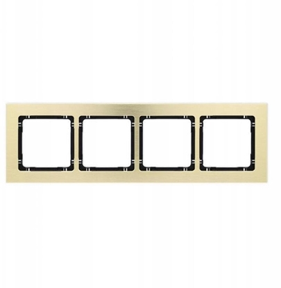 Attēls no DECO Ramka uniwersalna poczwórna - aluminium szczotkowane (ramka: kolor mosiny spód: czarny) 8-12-DRA-4