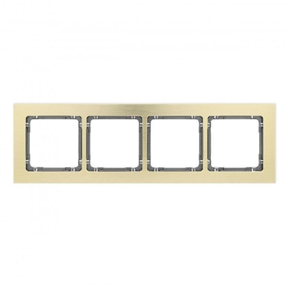 Attēls no DECO Ramka uniwersalna poczwórna - aluminium szczotkowane (ramka: kolor mosiny spód: grafitowy) 8-11-DRA-4