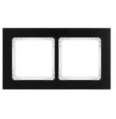 Attēls no DECO Ramka uniwersalna podwójna - aluminium szczotkowane (ramka: czarna spód: biay) 12-0-DRA-2