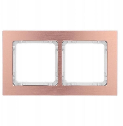Attēls no DECO Ramka uniwersalna podwójna - aluminium szczotkowane (ramka: kolor miedziany spód: biay) 9-0-DRA-2