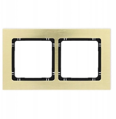 Attēls no DECO Ramka uniwersalna podwójna - aluminium szczotkowane (ramka: kolor mosiny spód: czarny) 8-12-DRA-2